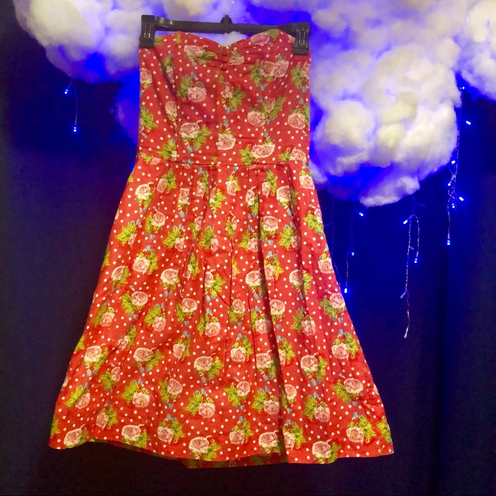 Ruby Belle floral and polka dot strapless dress